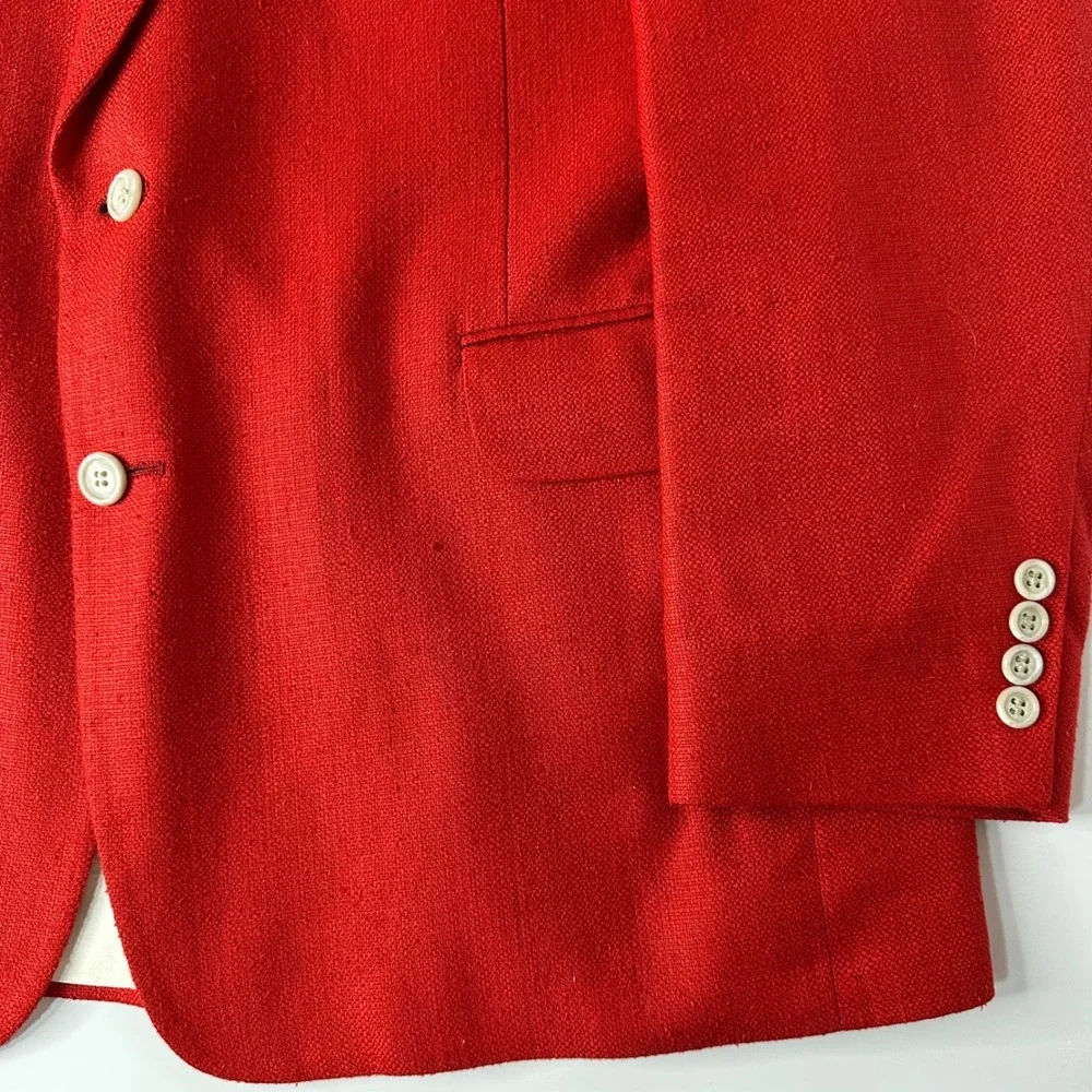 Vtg Laughton Hunter Red Blazer Sport Coat Suit Jacket Textured 2 Button Mens 44
